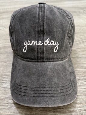 Game Day Embroidered Baseball Cap - Charcoal Black